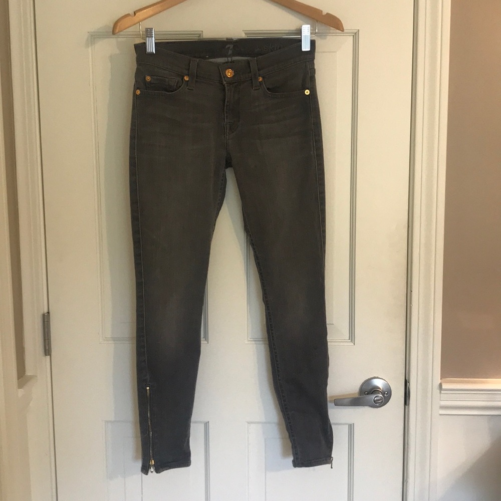 7 for all mankind gray skinny jeans w. ankle zips